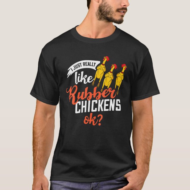 Rubber Chicken Gift Screaming Costume T Shirt (Framsida)