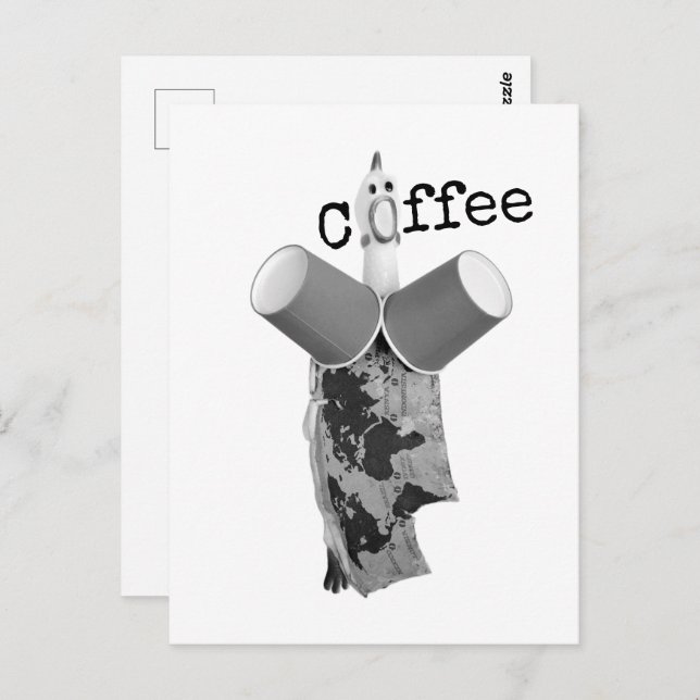 Rubber Chicken screaming Coffee Postcard Vykort (Fram/baksida)