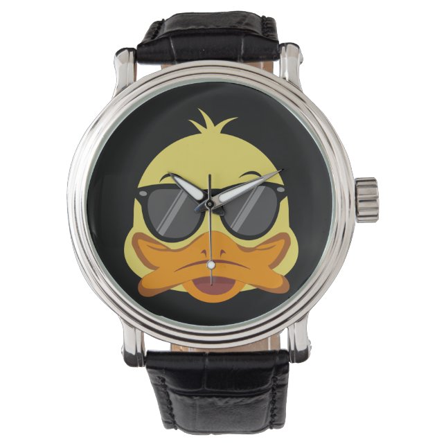 Rubber Duck face Head yellow sunglasses Armbandsur (Framsida)