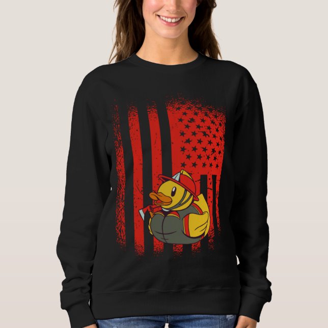 Rubber Duck Firefighter Kids Boys Girls US Ducky 4 T Shirt (Framsida)