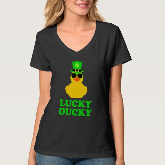 Rubber Duck Four Leaf C Hat Sunglasses St Patrick' T Shirt (Framsida)