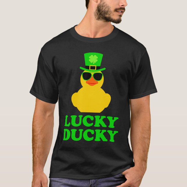 Rubber Duck Four Leaf C Leprechaun Hat St Patrick' T Shirt (Framsida)