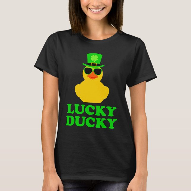 Rubber Duck Four Leaf C Leprechaun Hat St Patrick' T Shirt (Framsida)