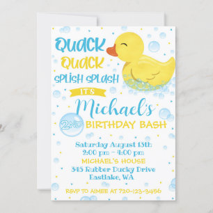 Rubber Duckie Birthday bjudande, Rubber Ducky Inbjudningar