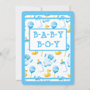 Rubber Duckie Blue Boy Shower Inbjudningar