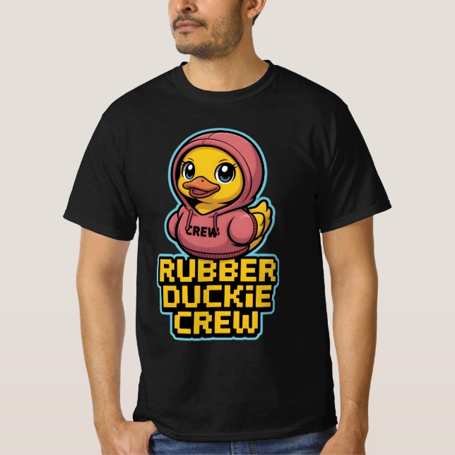 Rubber Duckie Crew - Pixel Kawaii Matching Design T Shirt (Framsida)