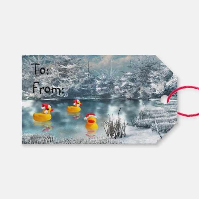 Rubber duckie jul presentetikett (Framsidan (Horisontell))