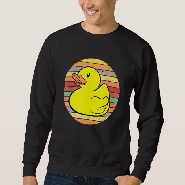 Rubber Duckie Rubber Anka Bath Retro Lång Ärmad Tröja (Framsida)