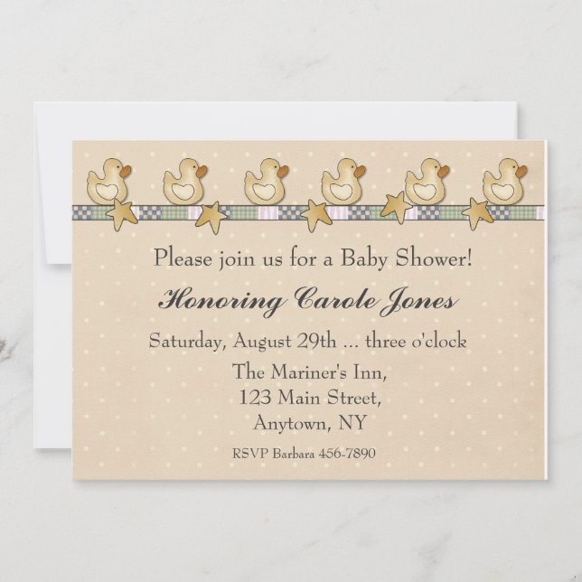 Rubber Duckies Baby Shower Inbjudningar (Framsida)