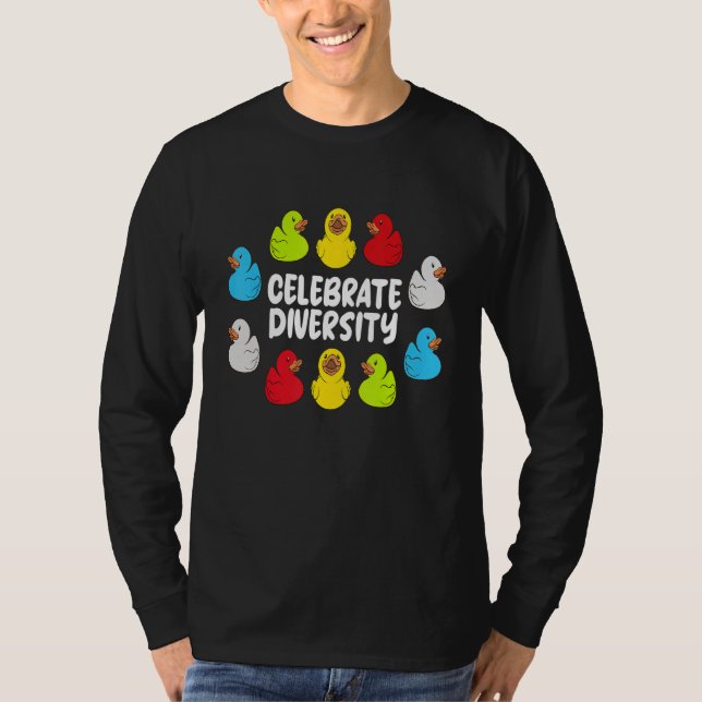 Rubber Ducks Celebrate diversity T Shirt (Framsida)