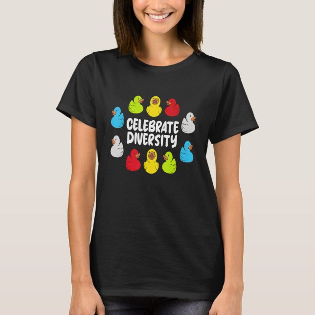 Rubber Ducks Celebrate diversity T Shirt (Framsida)