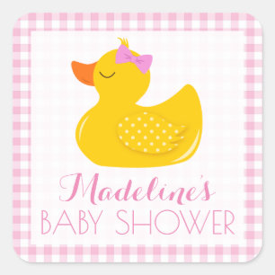 Rubber Ducky Baby Shower Fyrkantigt Klistermärke