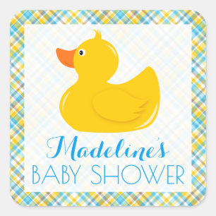 Rubber Ducky Baby Shower Fyrkantigt Klistermärke