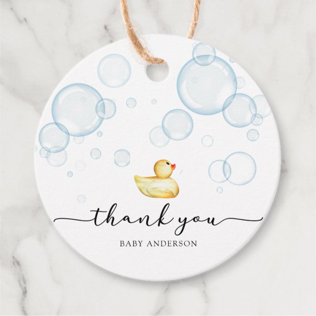 Rubber Ducky Baby Shower Gåvor Etiketter (Framsida)