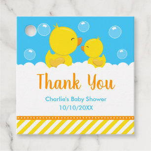 Rubber Ducky Baby Shower Gult Blue Tack Gåvor Etiketter