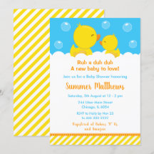 Rubber Ducky Baby Shower Gult och Blue