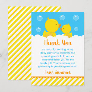 Rubber Ducky Baby Shower Gult och Blue Tack Kort
