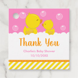 Rubber Ducky Baby Shower Gult Rosa Tack Gåvor Etiketter