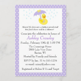 Rubber Ducky Baby Shower inbjudan lila - anpassa