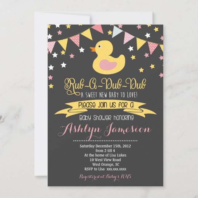 Rubber Ducky Baby Shower INVitation Inbjudningar (Framsida)