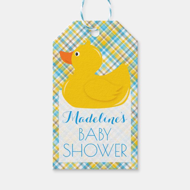 Rubber Ducky Baby Shower Presentetikett (Framsidan)