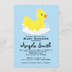 Rubber Ducky Baby Shower Scalloped Inbjudningar