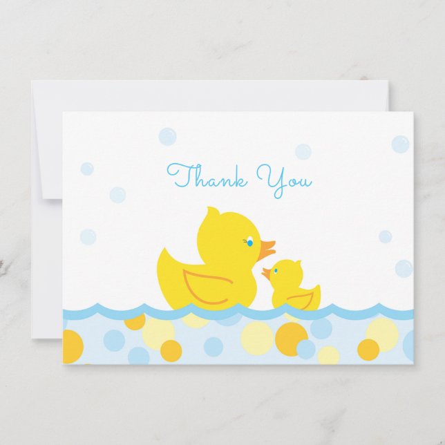 Rubber Ducky Baby Shower Tack blue och gult (Framsida)