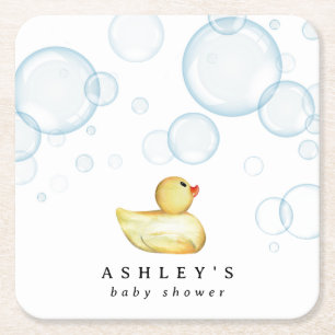 Rubber Ducky Baby Shower Underlägg Papper Kvadrat