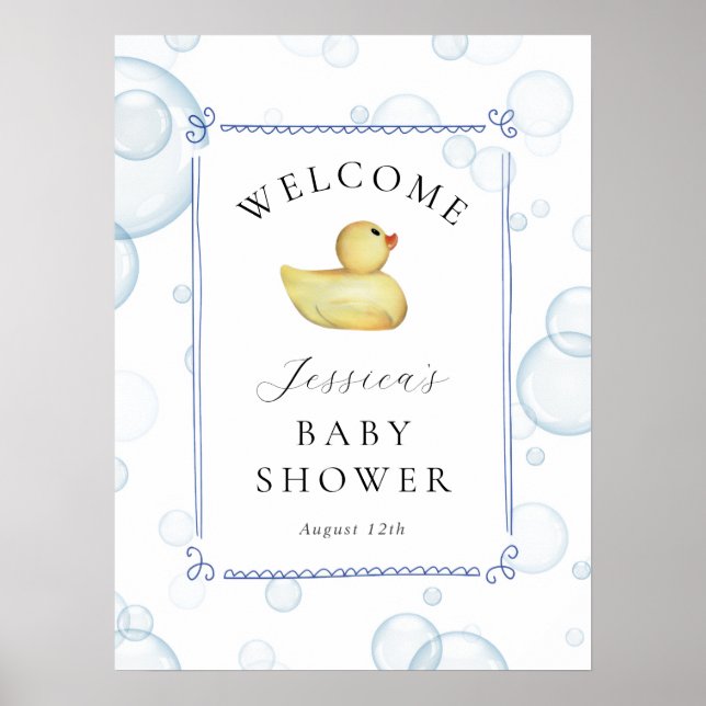 Rubber Ducky Baby Shower Welcome Sign Poster (Framsidan)