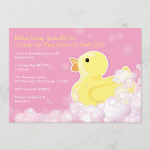 Rubber Ducky - baby showerinbjudan - rosor! Inbjudningar