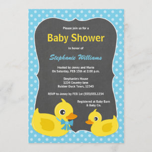 Rubber Ducky baby showerinbjudanblått & gult Inbjudningar