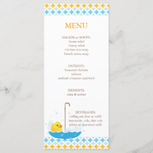 Rubber Ducky baby showermeny Meny