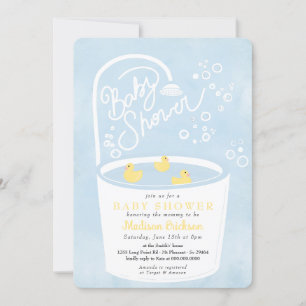 Rubber Ducky Bathtub Splish Stänk Baby Shower Inbjudningar