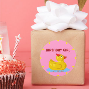 Rubber Ducky "Birthday Girl" Runt Klistermärke