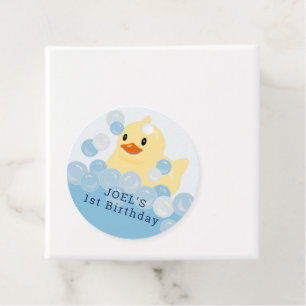 Rubber Ducky Blue Boy 1st Birthday Tack Gåvor Etiketter