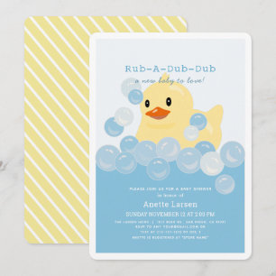 Rubber Ducky Boy Blue Shower Inbjudningar