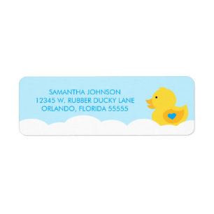 Rubber Ducky Bubble Bath Boy Shower Returadress Etikett