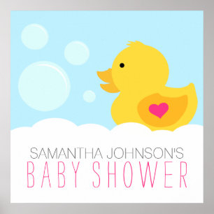 Rubber Ducky Bubble Bath Girl Shower Poster