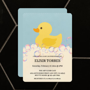Rubber Ducky Bubbles Baby Shower Inbjudningar