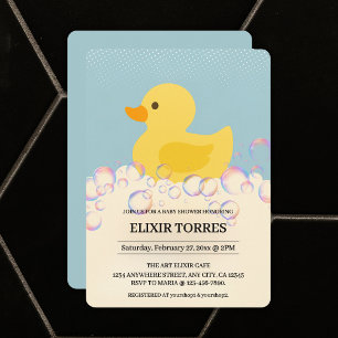 Rubber Ducky Bubbles Baby Shower Inbjudningar