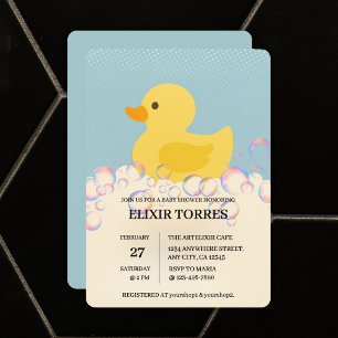 Rubber Ducky Bubbles Baby Shower Inbjudningar