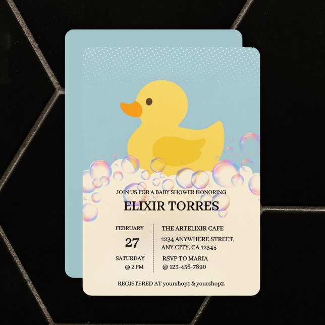 Rubber Ducky Bubbles Baby Shower Inbjudningar (Skapare uppladdad)