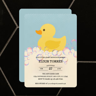 Rubber Ducky Bubbles Baby Shower Inbjudningar