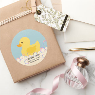 Rubber Ducky Bubbles Baby Shower Runt Klistermärke