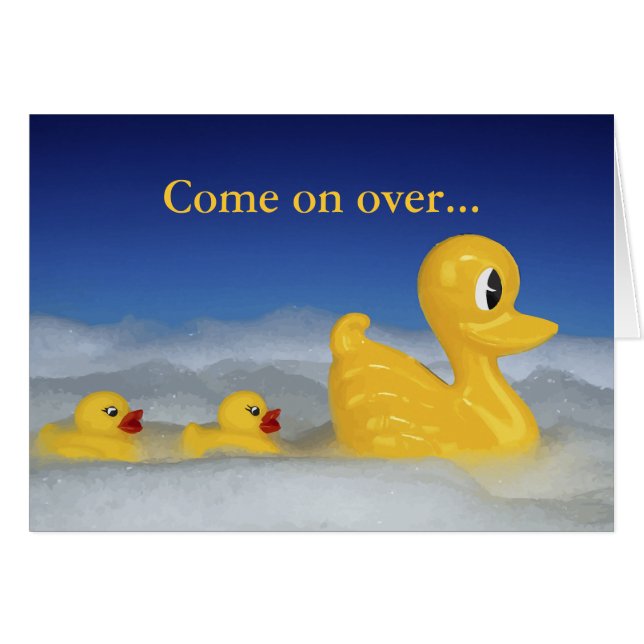 Rubber Ducky familj i bad Hälsningskort (Framsidan Horizontal)