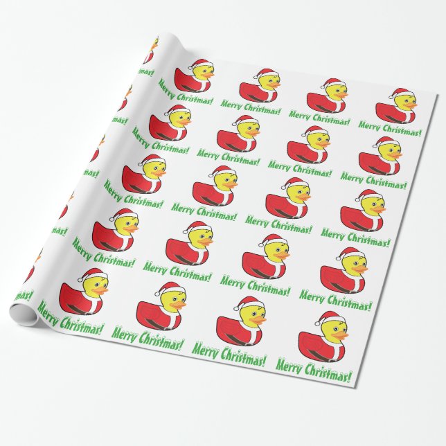 Rubber Ducky för jul i den Santa dräkten Presentpapper (Utrullad)