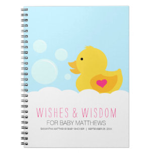 Rubber Ducky Girl Baby Shower Guest Bok Anteckningsbok Med Spiral