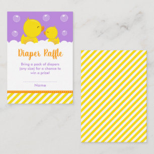 Rubber Ducky Gult and Lila Diaper Raffle Tilläggskort
