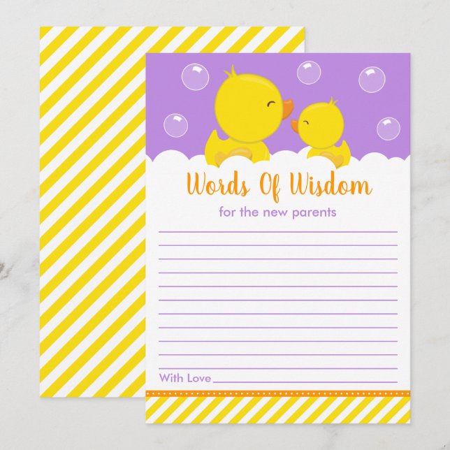 Rubber Ducky Gult and Lila Ord of Wisdom Inbjudningar (Fram/baksida)