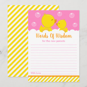 Rubber Ducky Gult and Rosa Ord of Wisdom Inbjudningar